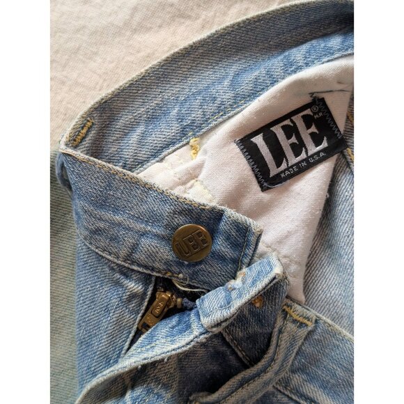 Vintage Lee Denim Flares 60s Patches Faded Worn Women's 30x30 Americana - Picture 5 of 9